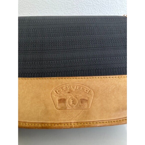 Louvier Flap Crossbody Bag Leather Gray Brown Vintage Mixed Media Adjustable - Picture 2 of 13